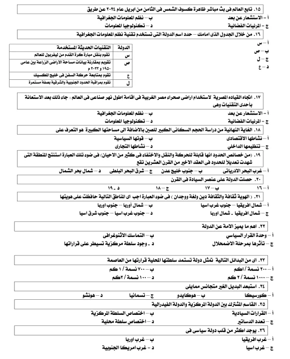 مراجعة مادة الجغرافيا مراجعة مادة الجغرافيا