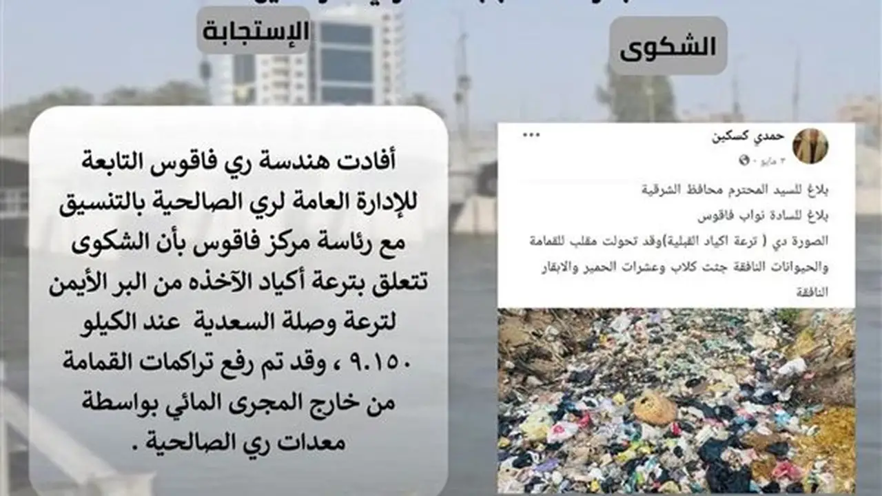 محافظ الشرقية يوجه بسرعة تطهير الترع في الزقازيق وفاقوس وكفر صقر
