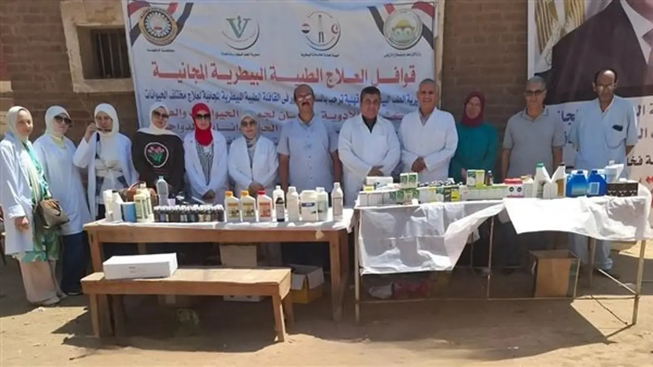 جامعة المنصورة تنظم قافلة بيطرية مجانية في قرية أويش الحجر