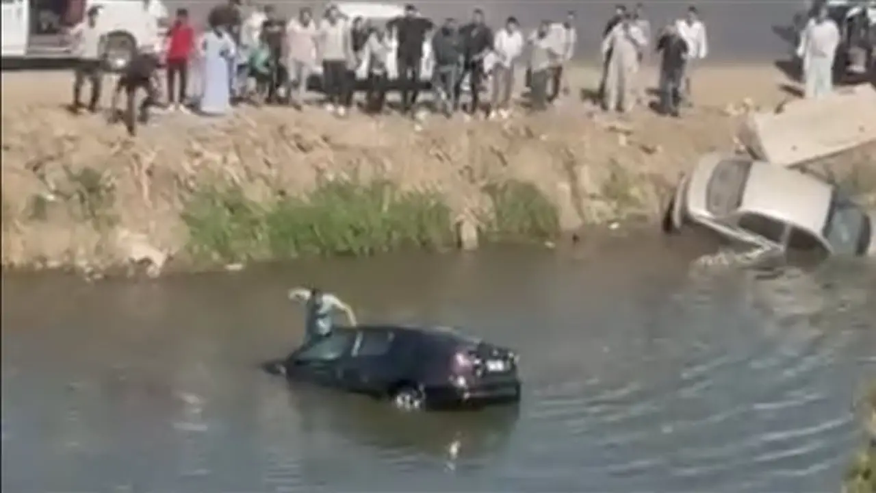 شاب ينقذ أسرة كاملة من الغرق في ترعة بالغربية (فيديو)