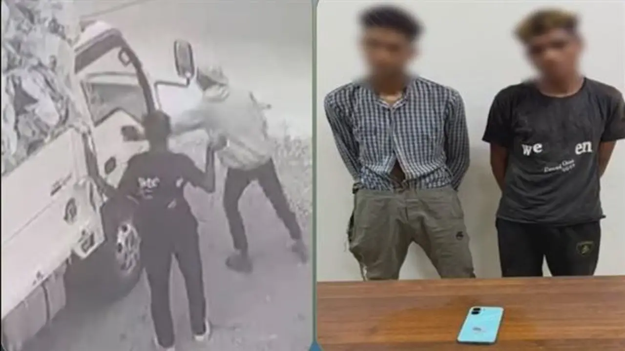 ضبط لصين حطما زجاج سيارة نقل وسرقا هاتف سائق في مدينة العبور بعد انتشار فيديو للواقعة