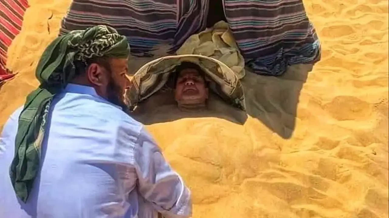العلاج بالدفن في رمال جبل الدكرور: تجربة استشفائية فريدة بواحة سيوة