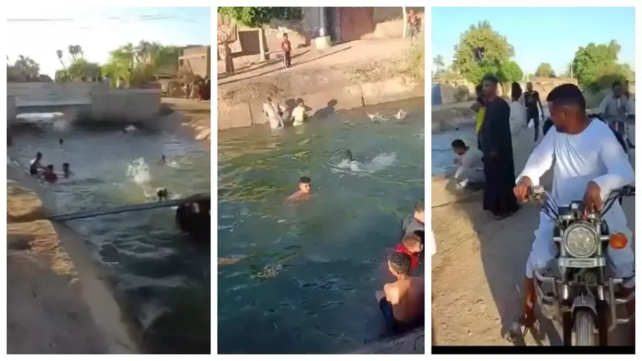 عريس في الأقصر يحتفل بليلة الحنة بالغوص في الترعة مع المعازيم