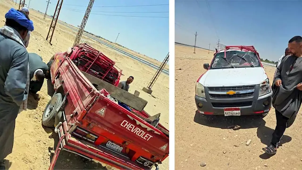 ارتفاع عدد ضحايا حادث انقلاب سيارة على الطريق الصحراوي بالمنيا إلى جثتين و36 مصاباً – صور
