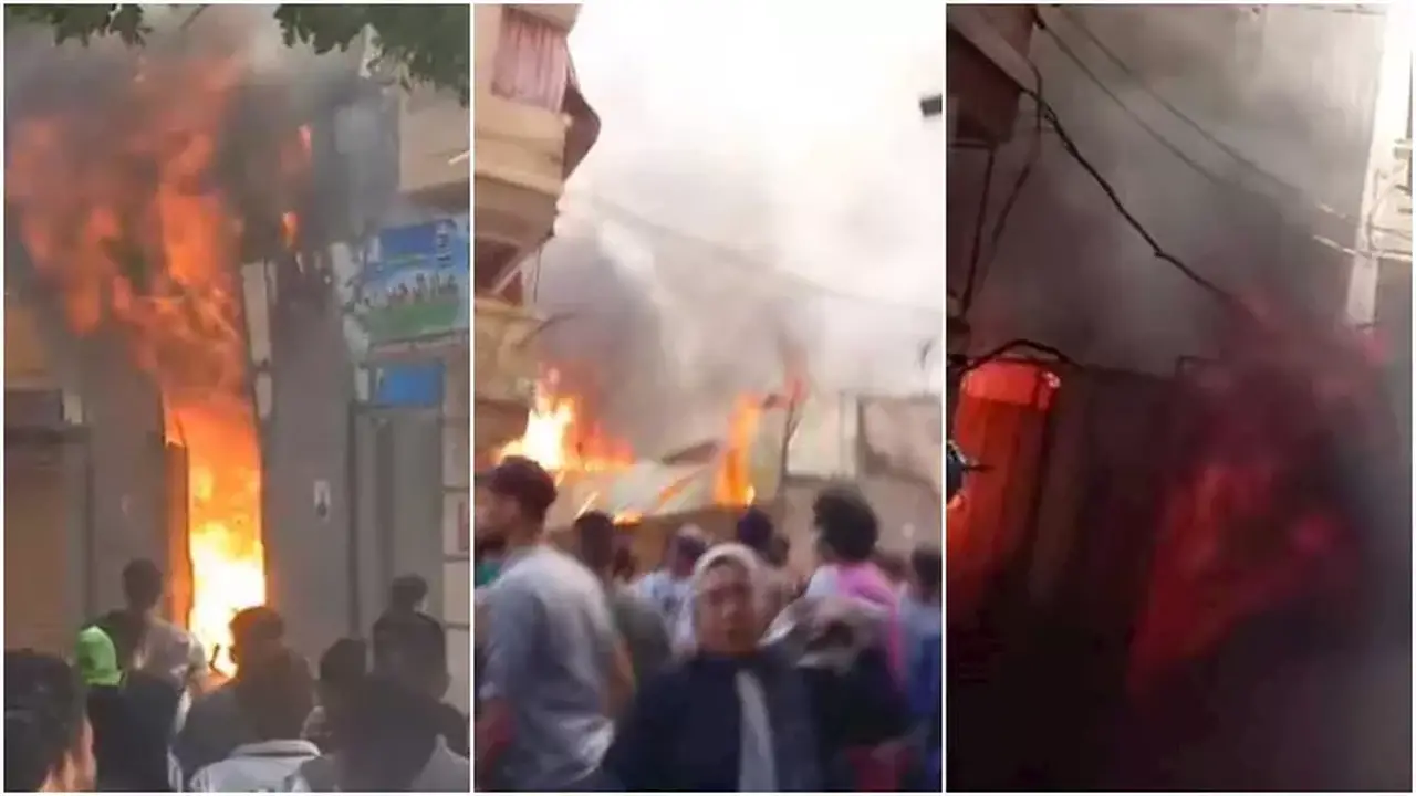 حريق هائل في مخزن خردة بالإسكندرية نتيجة مادة مشتعلة (صور)