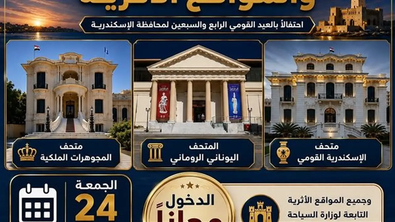 محافظ الإسكندرية يعلن فتح المتاحف والمواقع الأثرية مجانًا احتفالًا بالعيد القومي للمحافظة