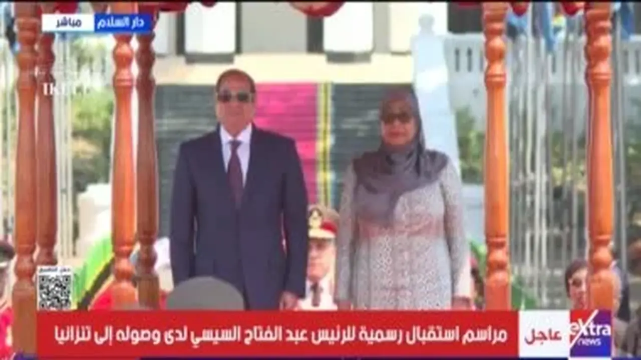 استقبال رسمي للرئيس عبد الفتاح السيسي لدى وصوله إلى تنزانيا