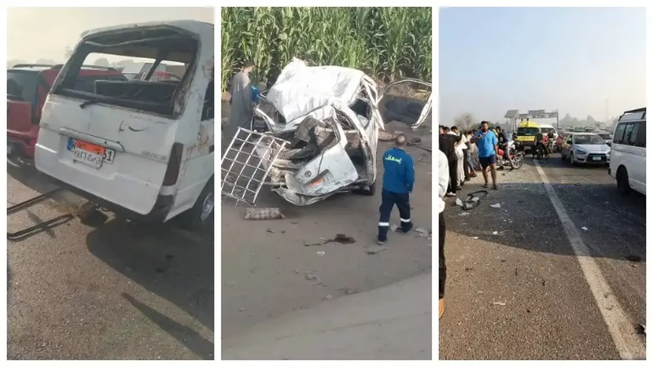 مصرع شخصين وإصابة 23 في حادث تصادم مروع على طريق بنها الحر