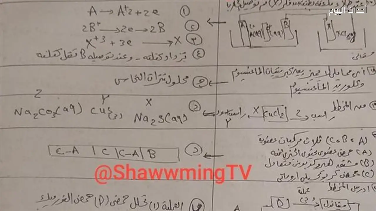 نموذج إجابة امتحان الكيمياء للثانوية العامة 2026: تفاصيل وأسئلة مثيرة للجدل