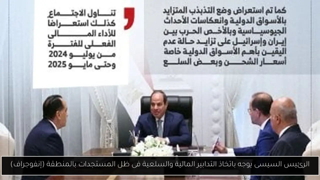 الرئيس السيسى يوجه باتخاذ التدابير المالية والسلعية فى ظل المستجدات بالمنطقة (إنفوجراف)