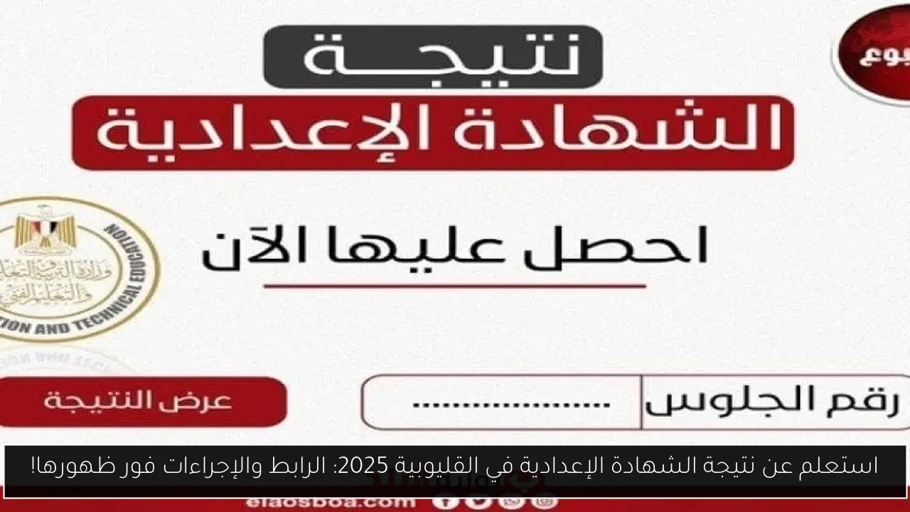 استعلم عن نتيجة الشهادة الإعدادية في القليوبية 2025: الرابط والإجراءات فور ظهورها!
