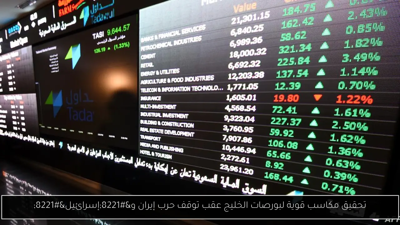 تحقيق مكاسب قوية لبورصات الخليج عقب توقف حرب إيران و”إسرائيل”
