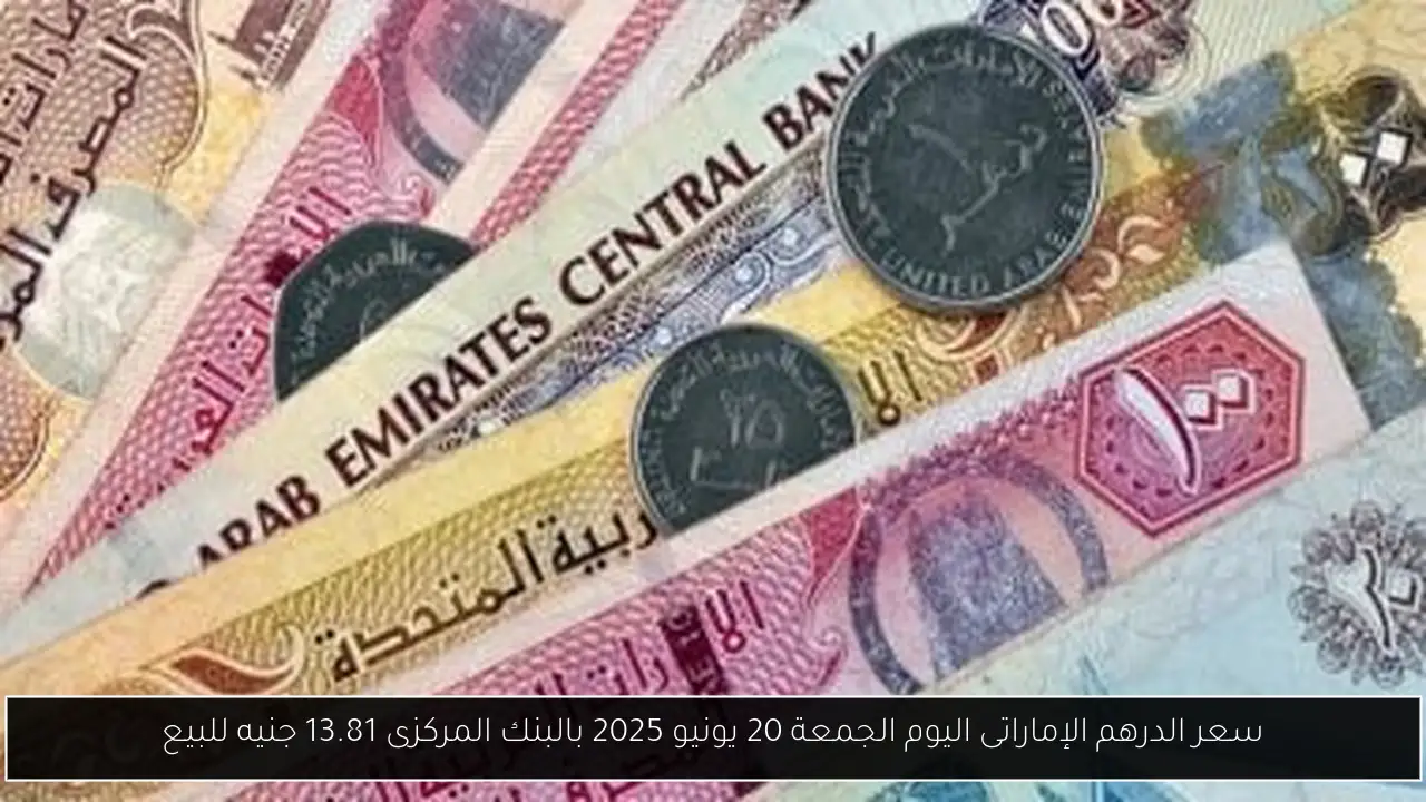 سعر الدرهم الإماراتى اليوم الجمعة 20 يونيو 2025 بالبنك المركزى 13.81 جنيه للبيع