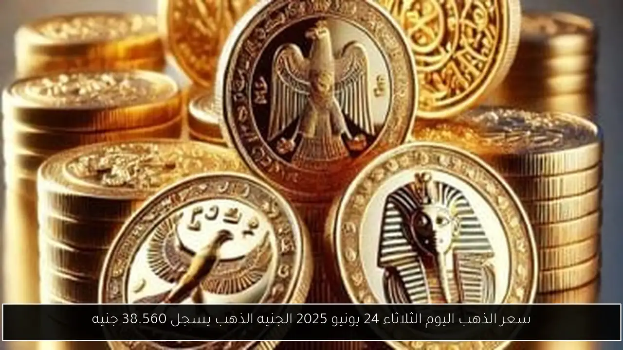 سعر الذهب اليوم الثلاثاء 24 يونيو 2025 الجنيه الذهب يسجل 38.560 جنيه