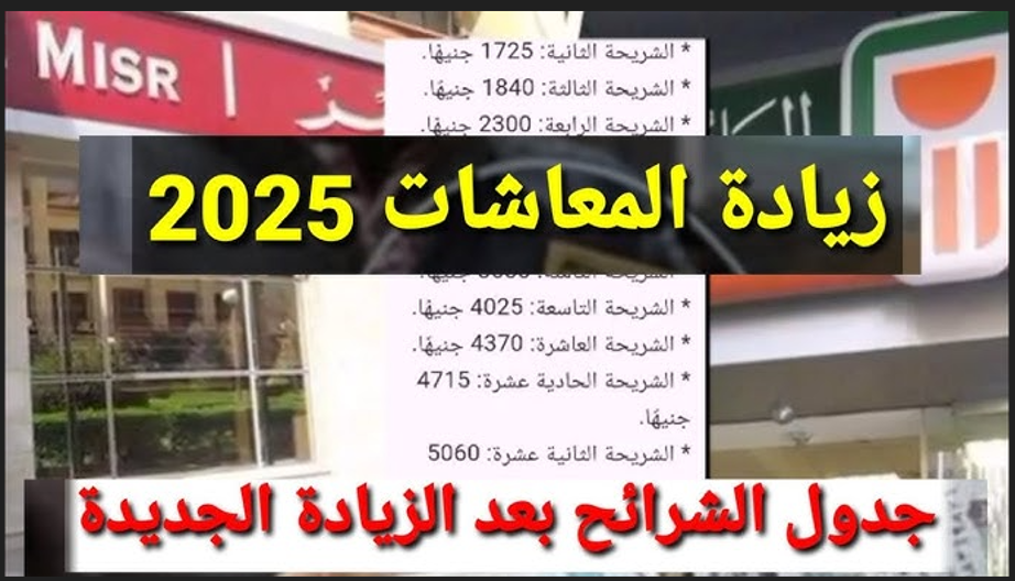 جدول زيادة المعاشات 2025